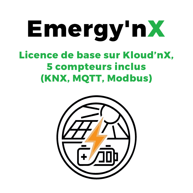 Emergy'nX - Licence de base sur Kloud’nX, 5 compteurs inclus (KNX, MQTT, Modbus)